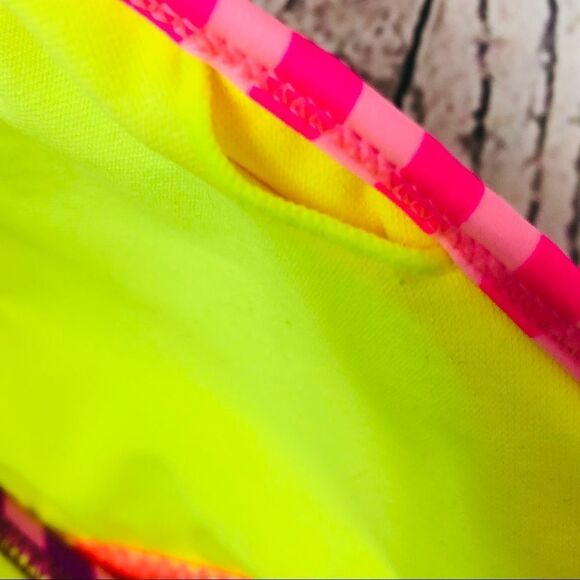 OP Ocean Pacific Multicolour Neon Stripe Bikini Swim Top Jr S (3-5) Women’s XXS - Picture 7 of 7